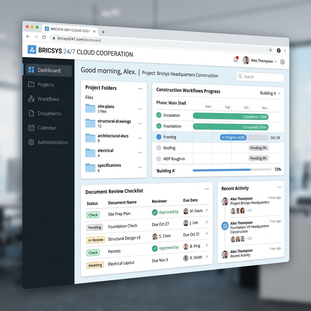 Bricsys 24/7 Cloud Construction Cooperation Web Dashboard Mockup Layout