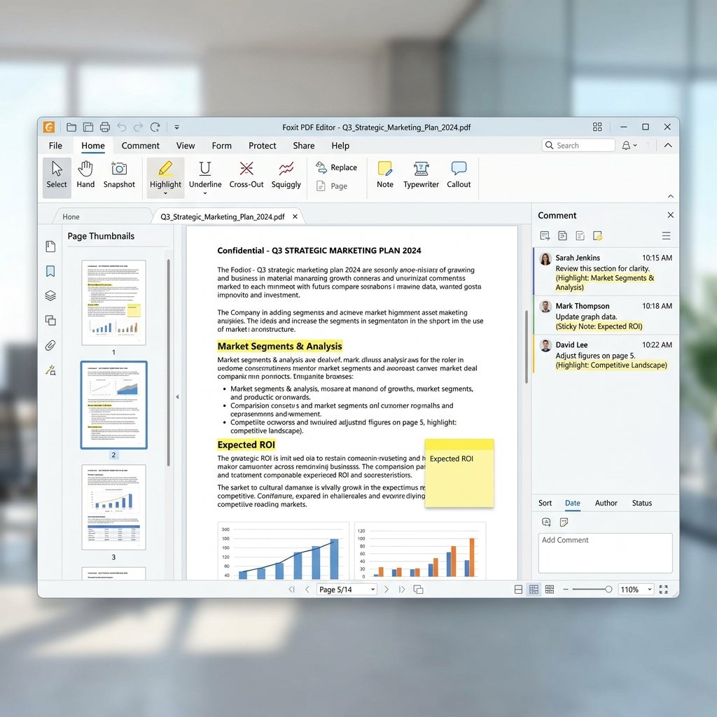 Foxit PDF Editor UI Screenshot Workspace Mockup